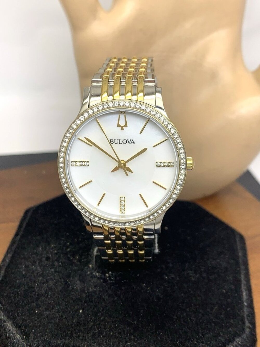 Bulova Womens Watch 98X118 Crystal Accent Mother of Pearl Dial 2-Tone Steel 32mm